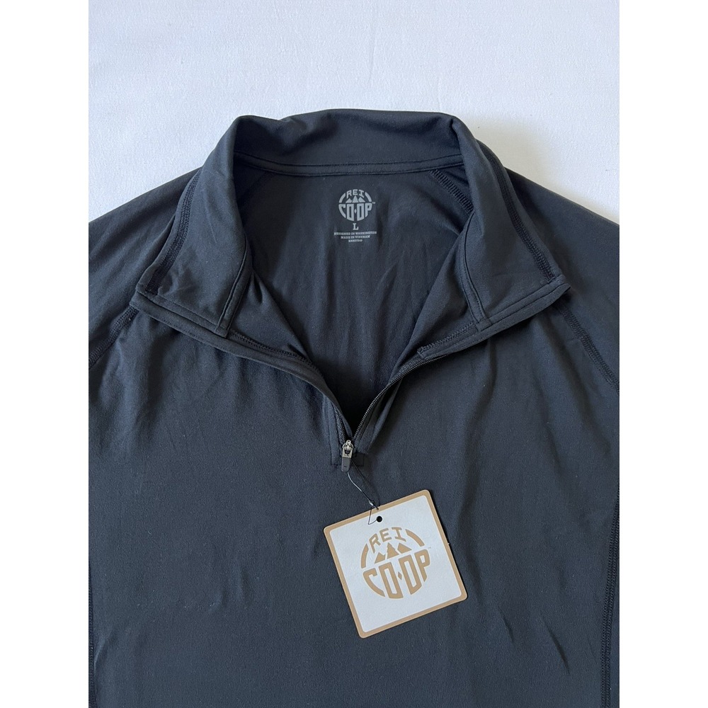 REI Co-Op Men's Tech 1/4 Zip Black Size L Hiking Pullover Sweatshirt Jacket NWT